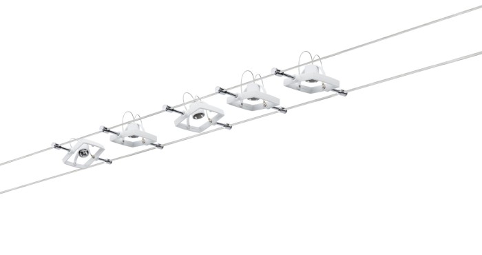 Set spoturi pe cablu MacII max 5x10W GU5,3 alb 230/12V 60VA metal [2]