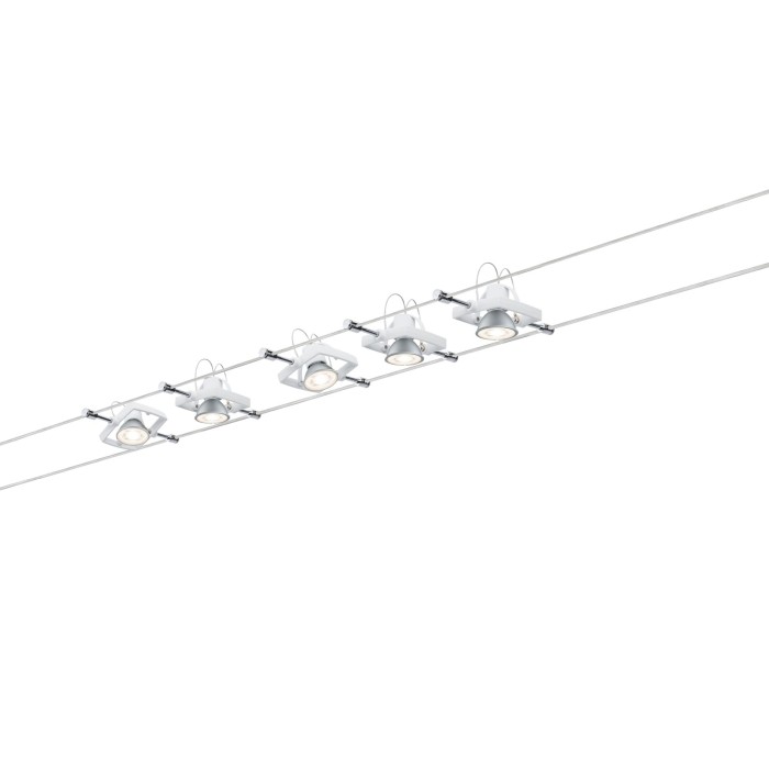Set spoturi pe cablu MacII max 5x10W GU5,3 alb 230/12V 60VA metal [3]