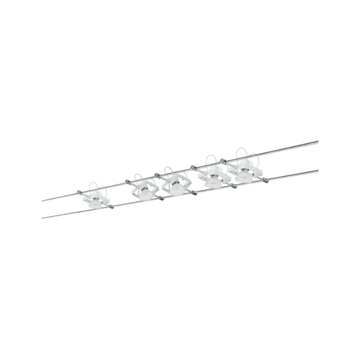 Set spoturi pe cablu MacII max 5x10W GU5,3 alb 230/12V 60VA metal [4]