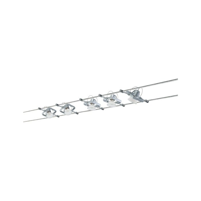 Set spoturi pe cablu MacII max 5x10W GU5,3 crom mat 230/12V 60VA metal/plastic [4]