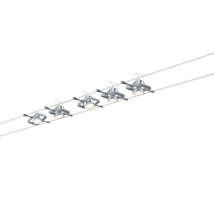 Set spoturi pe cablu MacII max 5x10W GU5,3 crom mat 230/12V 60VA metal/plastic [3]