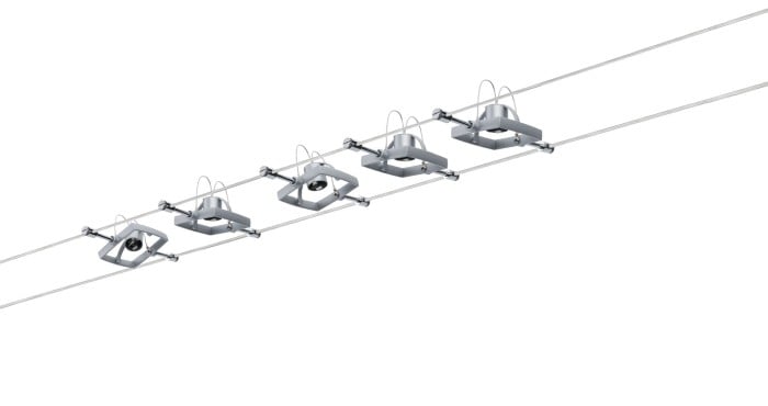 Set spoturi pe cablu MacII max 5x10W GU5,3 crom mat 230/12V 60VA metal/plastic [2]