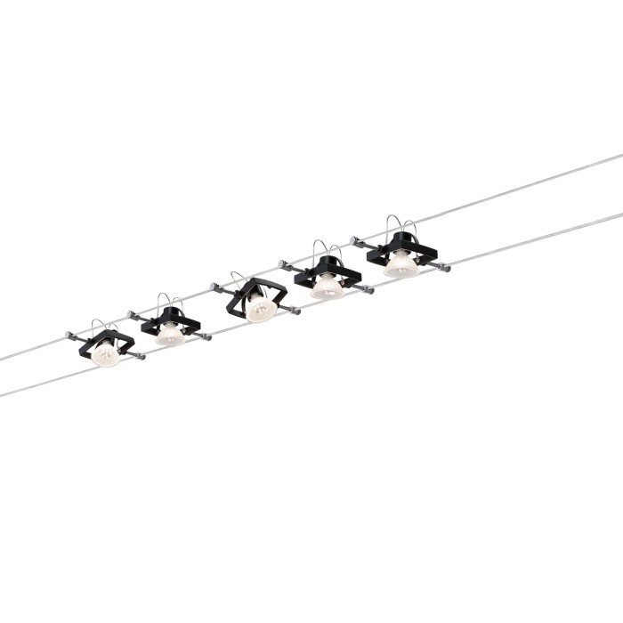 Set spoturi pe cablu MacII max 5x10W GU5,3 negru mat 230/12V metal/plastic [3]
