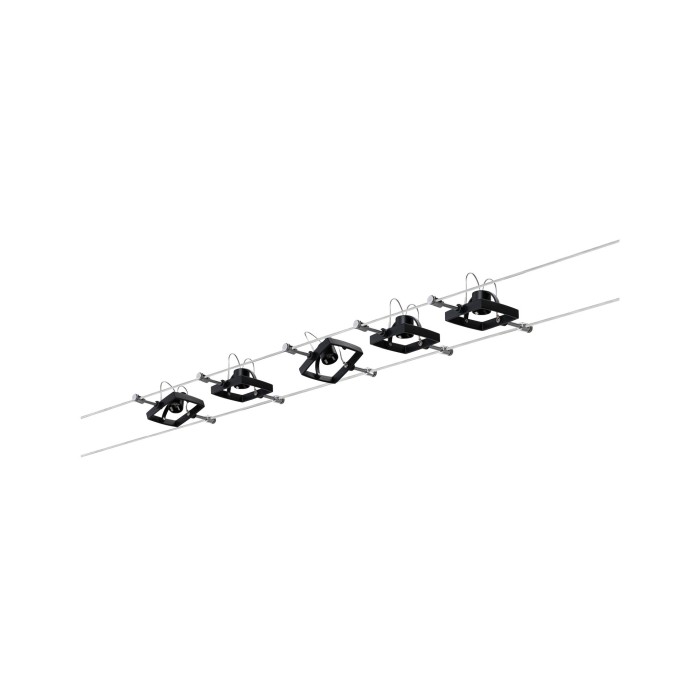 Set spoturi pe cablu MacII max 5x10W GU5,3 negru mat 230/12V metal/plastic [2]