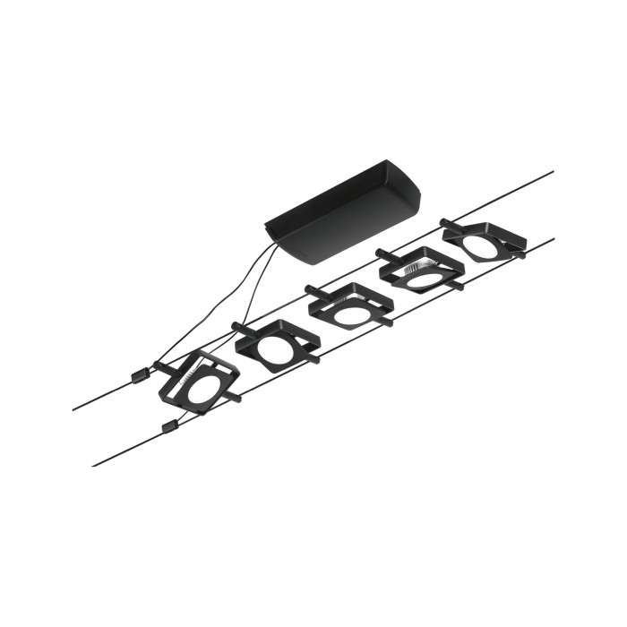 Set spoturi pe cablu MacLED 5x450lm 5x4,5W 3000K  230/12V negru mat-crom [2]