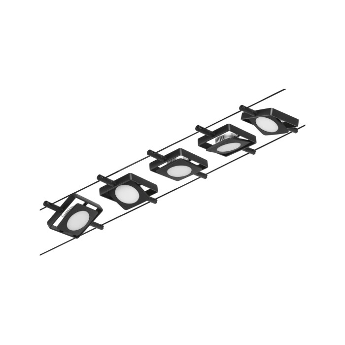 Set spoturi pe cablu MacLED 5x450lm 5x4,5W 3000K  230/12V negru mat-crom [4]