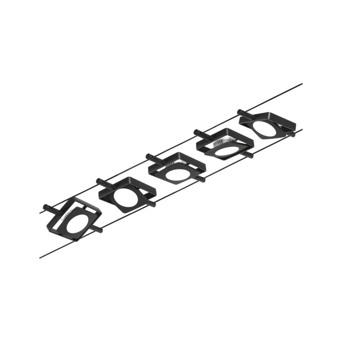Set spoturi pe cablu MacLED 5x450lm 5x4,5W 3000K  230/12V negru mat-crom [3]