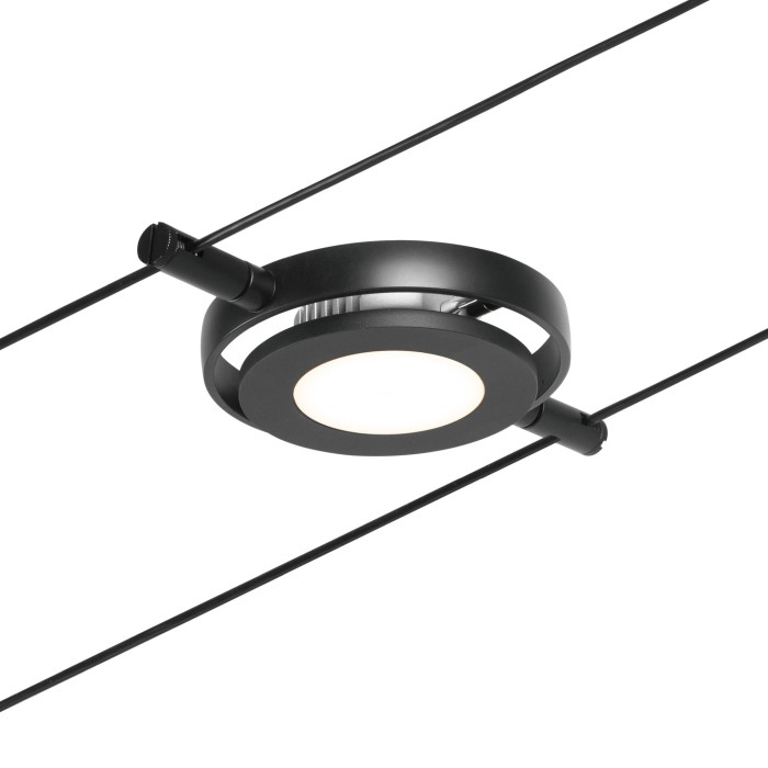 Set spoturi pe cablu RoundMac LED 5x450lm 5x4,5W 3000K  230/12V negru mat-crom [5]