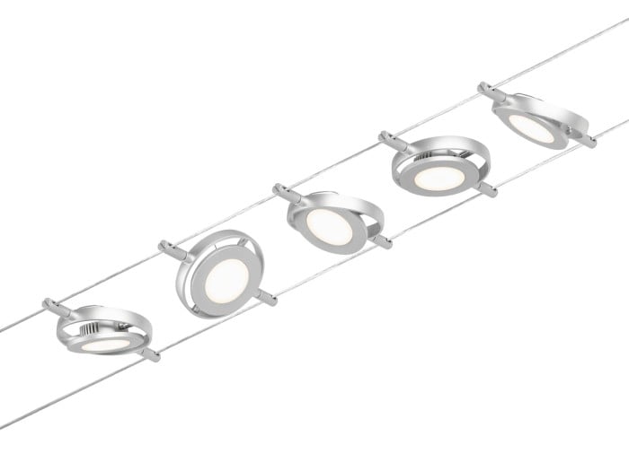 Set spoturi pe cablu RoundMac LED 5x450lm 5x4,5W 3000K  230/12V crom mat-crom [3]