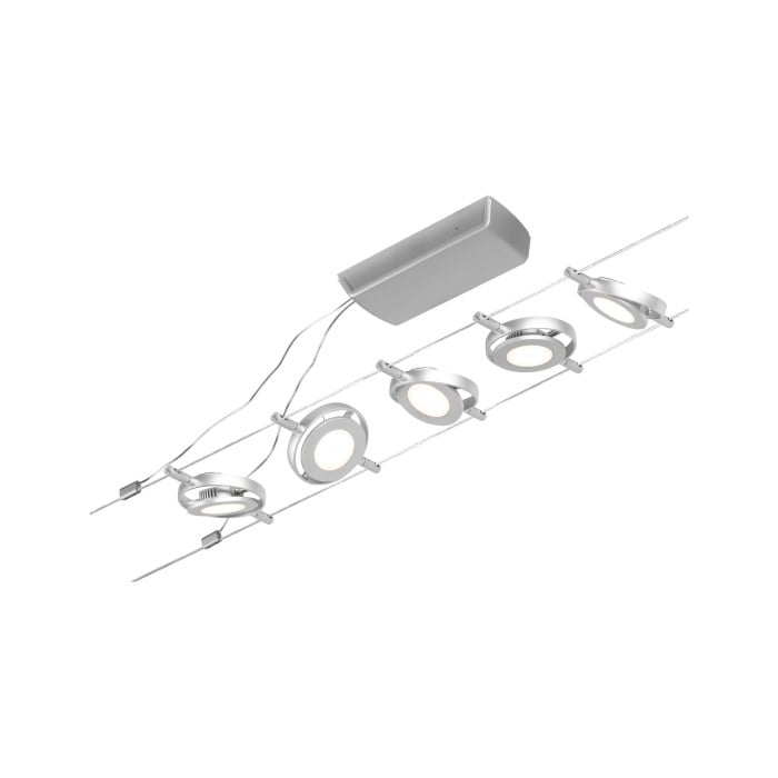Set spoturi pe cablu RoundMac LED 5x450lm 5x4,5W 3000K  230/12V crom mat-crom [2]