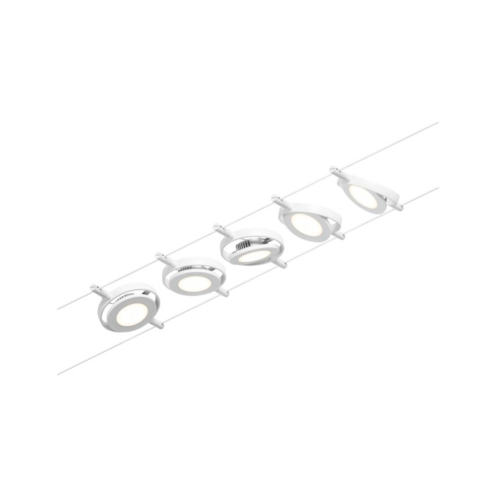 Set spoturi pe cablu RoundMac LED 5x450lm 5x4,5W 3000K  230/12V alb-crom [3]
