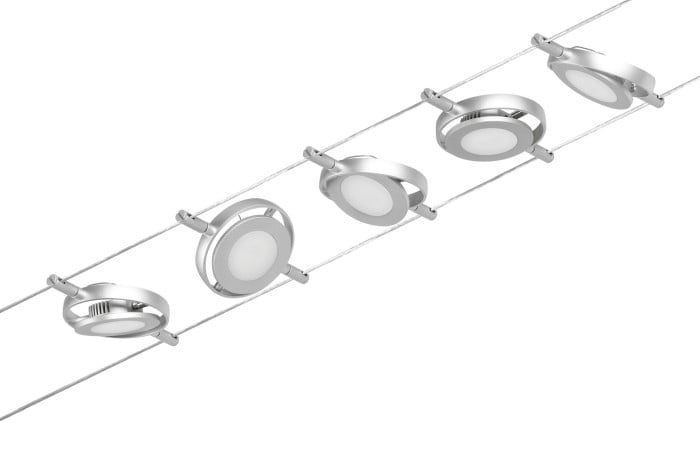 Set spoturi pe cablu RoundMac LED 5x450lm 5x4,5W 3000K  230/12V crom mat-crom [4]