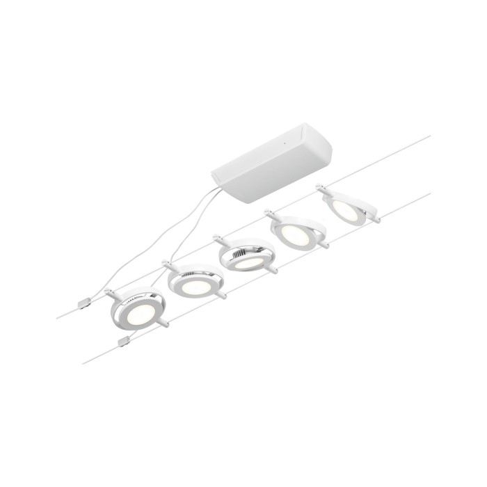 Set spoturi pe cablu RoundMac LED 5x450lm 5x4,5W 3000K  230/12V alb-crom [2]