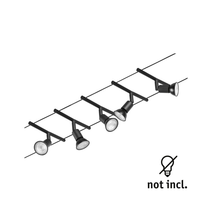 Set spoturi pe cablu Salt Basic GU5,3, max. 5x10W, 230/12V, negru mat-crom [3]