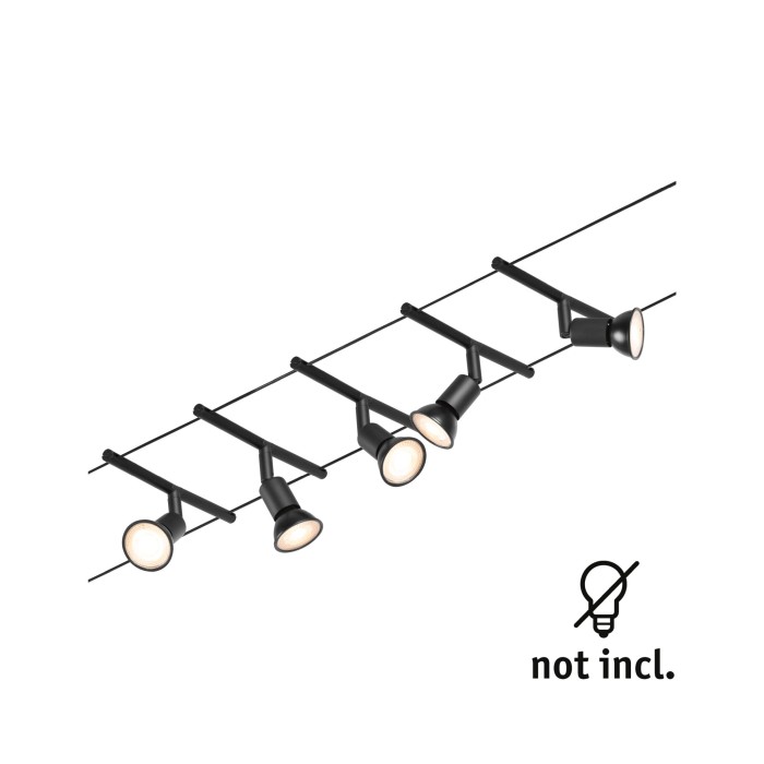 Set spoturi pe cablu Salt Basic GU5,3, max. 5x10W, 230/12V, negru mat-crom [2]