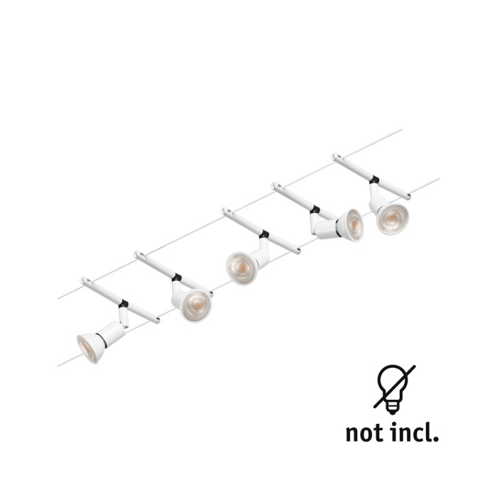 Set spoturi pe cablu Salt Basic GU5,3, max. 5x10W, 230/12V, alb mat-crom [4]