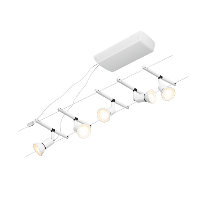 Set spoturi pe cablu Salt Basic GU5,3, max. 5x10W, 230/12V, alb mat-crom [2]