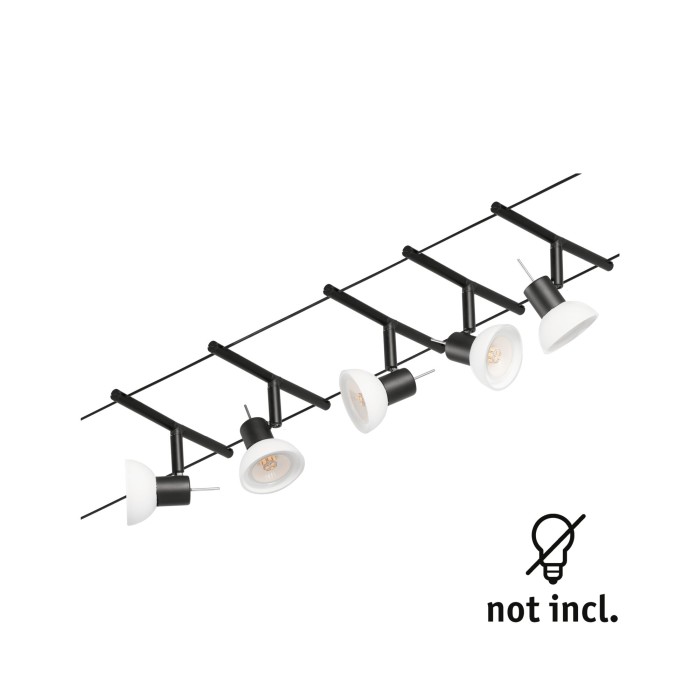 Set spoturi pe cablu Sheela Basic GU5,3, max. 5x10W, 230/12V, negru mat-crom [3]