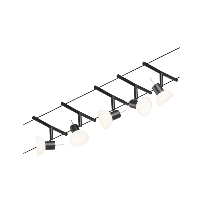 Set spoturi pe cablu Sheela Basic GU5,3, max. 5x10W, 230/12V, negru mat-crom [2]