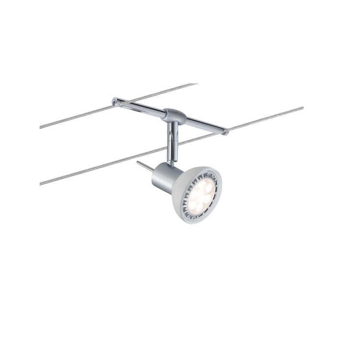 Set spoturi pe cablu Sheela max 5x10W GU5,3 crom mat/opal 230/12V 60VA metal/sticlă [4]