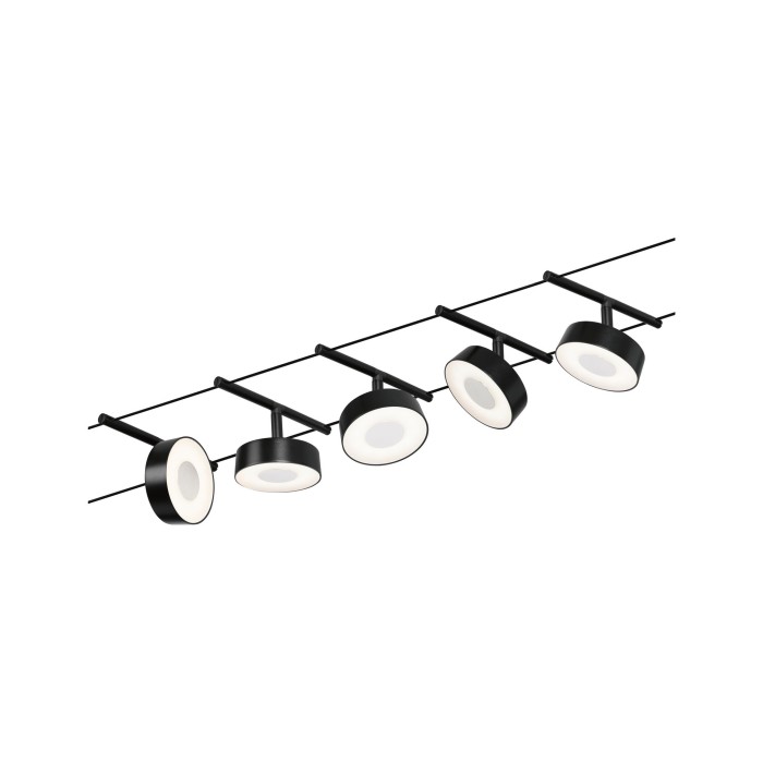 Set spoturi pe cabluri Circle LED 5x400lm 5x5W 3000K  230/12V negru mat-crom [2]