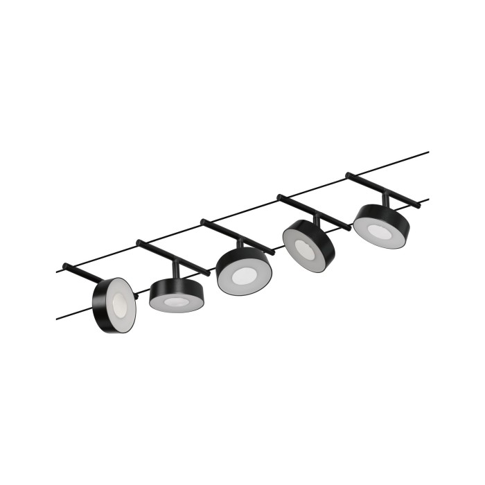 Set spoturi pe cabluri Circle LED 5x400lm 5x5W 3000K  230/12V negru mat-crom [3]