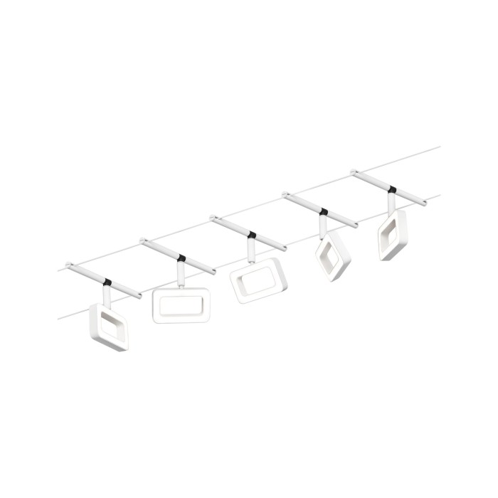 Set spoturi pe cabluri Frame LED 5x400lm 5x4,8W 3000K  230/12V alb mat-crom [2]