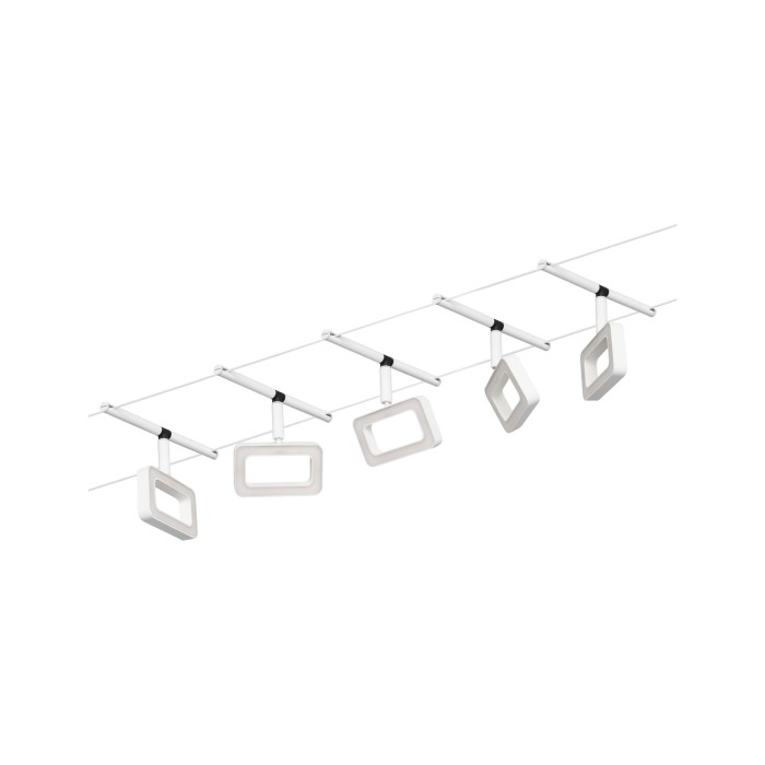 Set spoturi pe cabluri Frame LED 5x400lm 5x4,8W 3000K  230/12V alb mat-crom [3]
