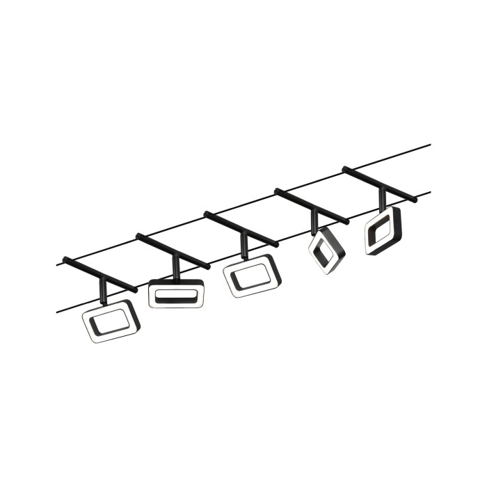 Set spoturi pe cabluri Frame LED 5x400lm 5x4,8W 3000K  230/12V negru mat-crom [2]