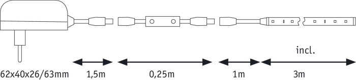 Set bandă FlexLED 3D 3m cu lumină caldă 8W 230V/12V 12VA [10]
