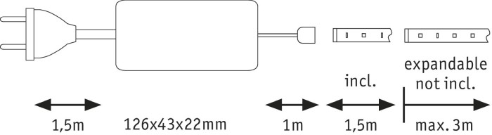 Set bandă MaxLED 500 bază 1,5m cu lumină caldă 10W 230/24V 20VA [3]