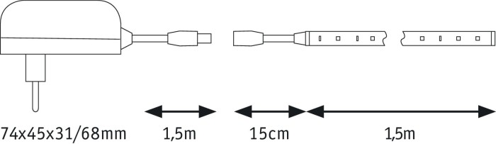 Set bandă SimpLED 1,5m cu lumină caldă 5W 230/12V DC [4]