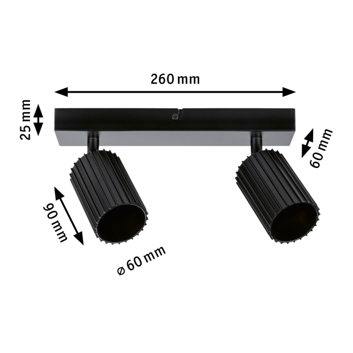 Șild Lirena, GU10, max. 2x10W, negru mat, metal [4]