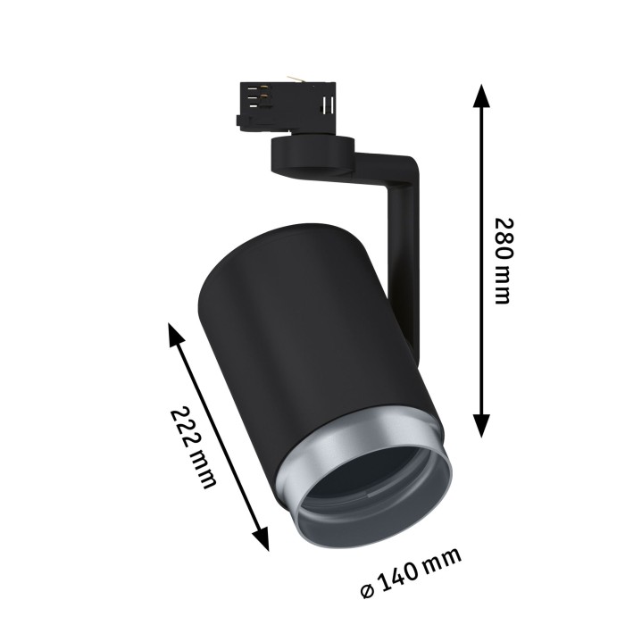Spot Asthene pentru șină Paulmann ProRail3, E27, max. 50W, cu flux luminos variabil, negru [6]
