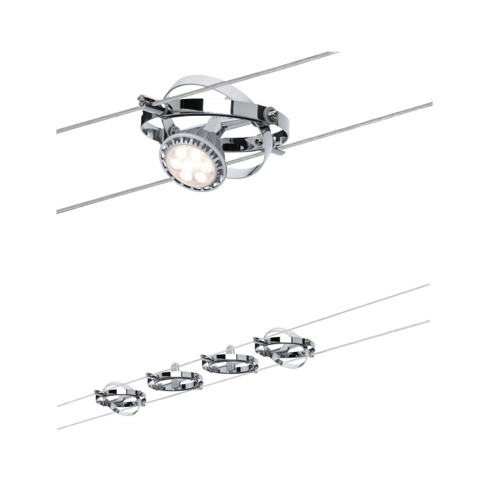 Spot Cardan pe cablu max 4x10W GU5,3 crom mat/crom 230/12V 80VA metal [1]