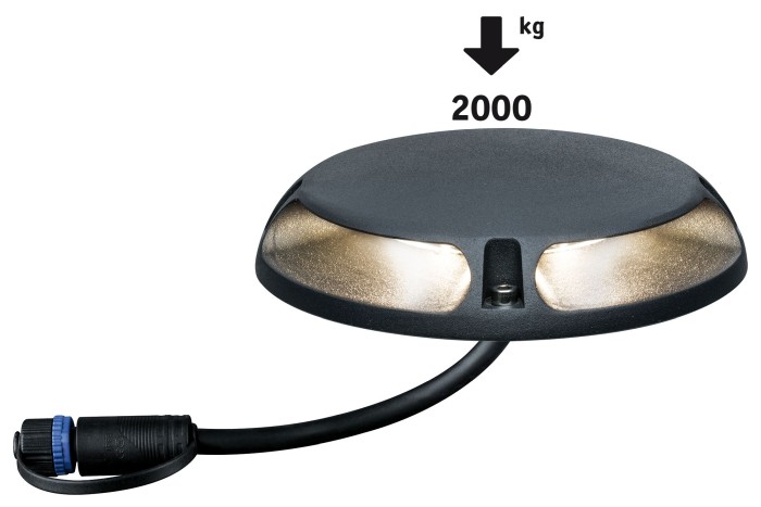 Spot de pardoseală P&S IP67 2x350lm 3000K 2x3W 24V 180°, antracit, aluminiu [3]