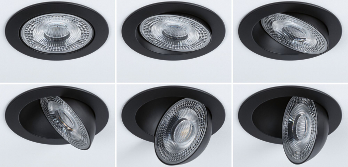 Spot încastrabil Aumus LED, rotund, 105mm, 90°,  5W, 700lm, 230V, flux luminos variabil în 3 pași, temperatură de culoare variabilă 2700 - 6500K, negru [3]