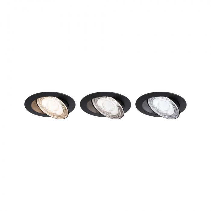 Spot încastrabil Aumus LED, rotund, 105mm, 90°,  5W, 700lm, 230V, flux luminos variabil în 3 pași, temperatură de culoare variabilă 2700 - 6500K, negru [8]