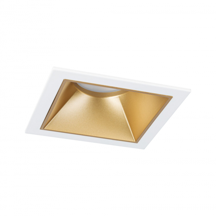 Spot incastrabil Cole Coin, IP44, patrat, 88x88mm, 6W, 470lm, 230V, flux luminos variabil in 3 pasi, 2700K, alb-auriu mat [1]