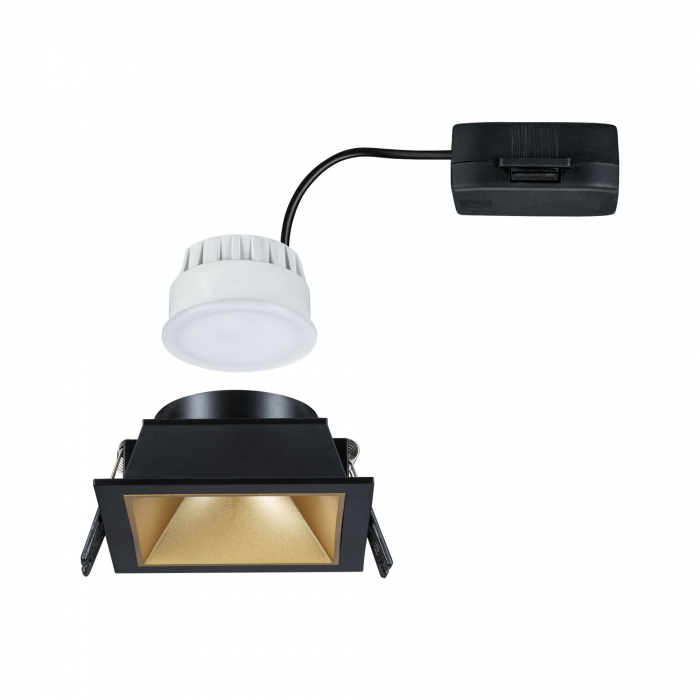 Spot incastrabil Cole Coin, IP44, patrat, 88x88mm, 6W, 470lm, 230V, flux luminos variabil in 3 pasi, 2700K, negru-auriu mat [4]