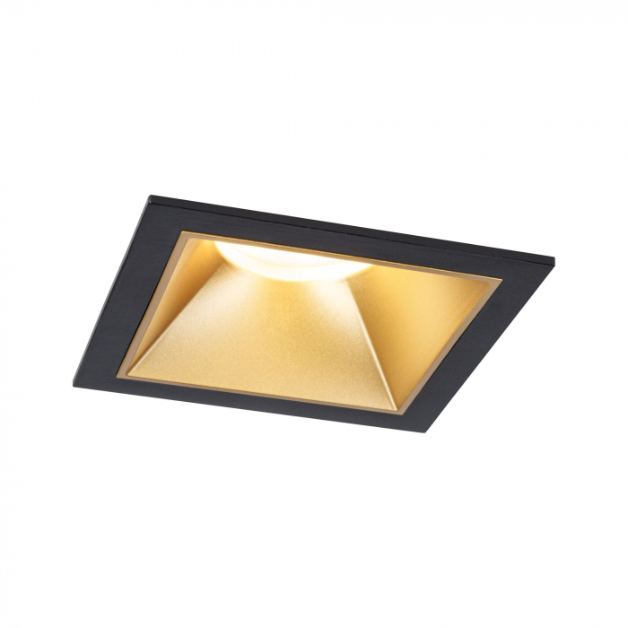 Spot incastrabil Cole Coin, IP44, patrat, 88x88mm, 6W, 470lm, 230V, flux luminos variabil in 3 pasi, 2700K, negru-auriu mat [2]