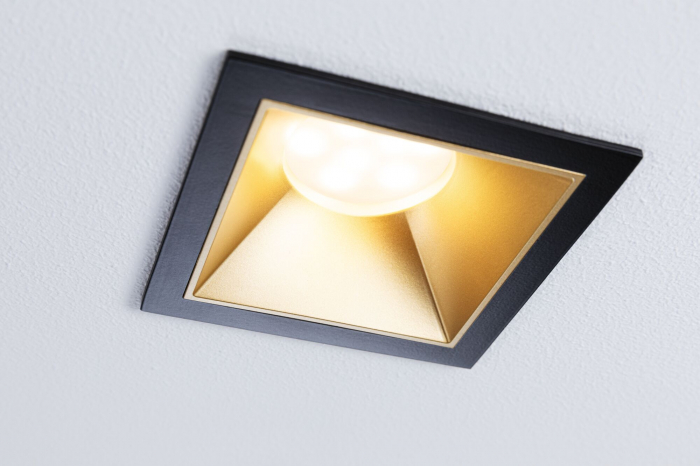 Spot incastrabil Cole Coin, IP44, patrat, 88x88mm, 6W, 470lm, 230V, flux luminos variabil in 3 pasi, 2700K, negru-auriu mat [3]
