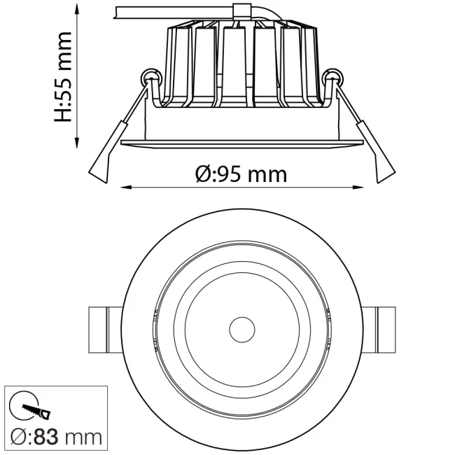 Spot încastrabil SLC DL04, rotund, 83mm, 2700K, negru, IP54, flux luminos variabil [10]