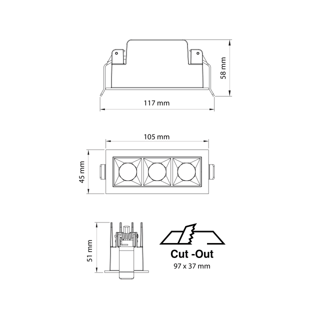 Spot încastrabil SLC Pixel X3, 2700K, negru [10]