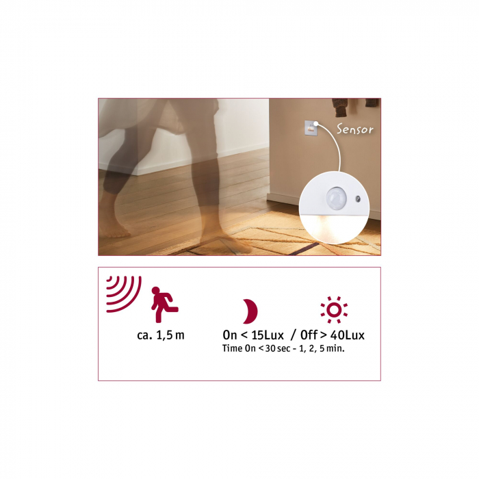 Spot LED vertical Edge Quadro, pătrat, 80x42mm, 1,2W, 25lm, 230V,  2700K, alb [5]