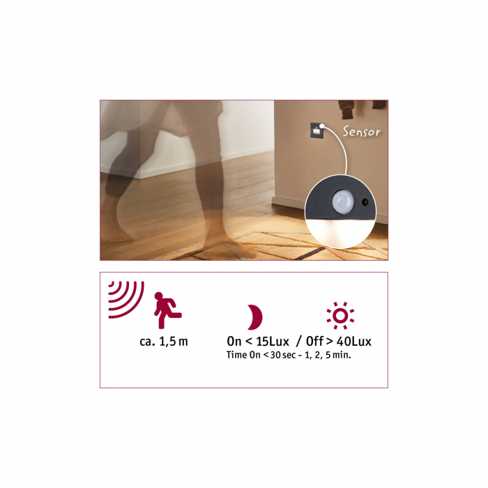 Spot LED vertical Edge Quadro, pătrat, 80x42mm, 1,2W, 25lm, 230V,  2700K, negru [7]