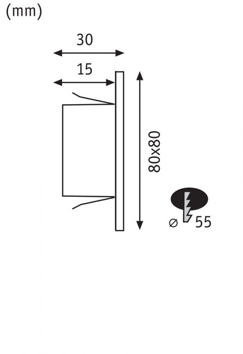 Spot LED vertical Edge Quadro, pătrat, 80x5mm, 1,2W, 50lm, 230V, 2700K, crom mat [6]