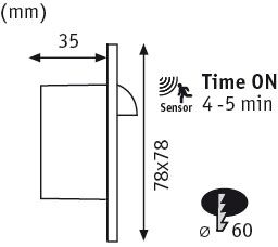 Spot LED vertical Wall, pătrat, 78x35mm, 1,1W, 65lm, 230V, 2700K, alb [7]