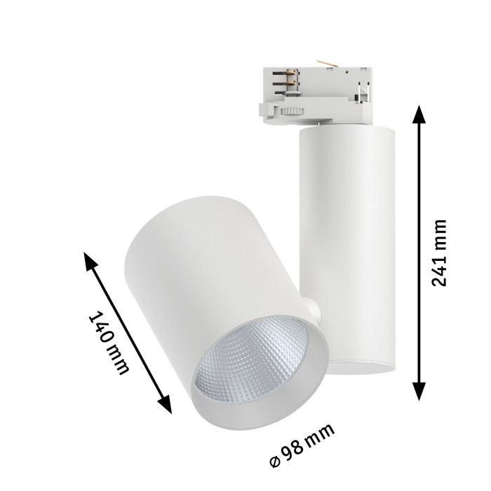 Spot pentru șină trifazică Paulmann ProRail3 LED Zeuz, 60°, 2860lm, 33W, 4000K, alb, 230V, au flux luminos variabil [7]