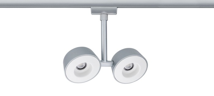 Spot Urail Double Pellet 2x4W crom mat/alb 230V metal/plastic, cu flux luminos variabil [3]